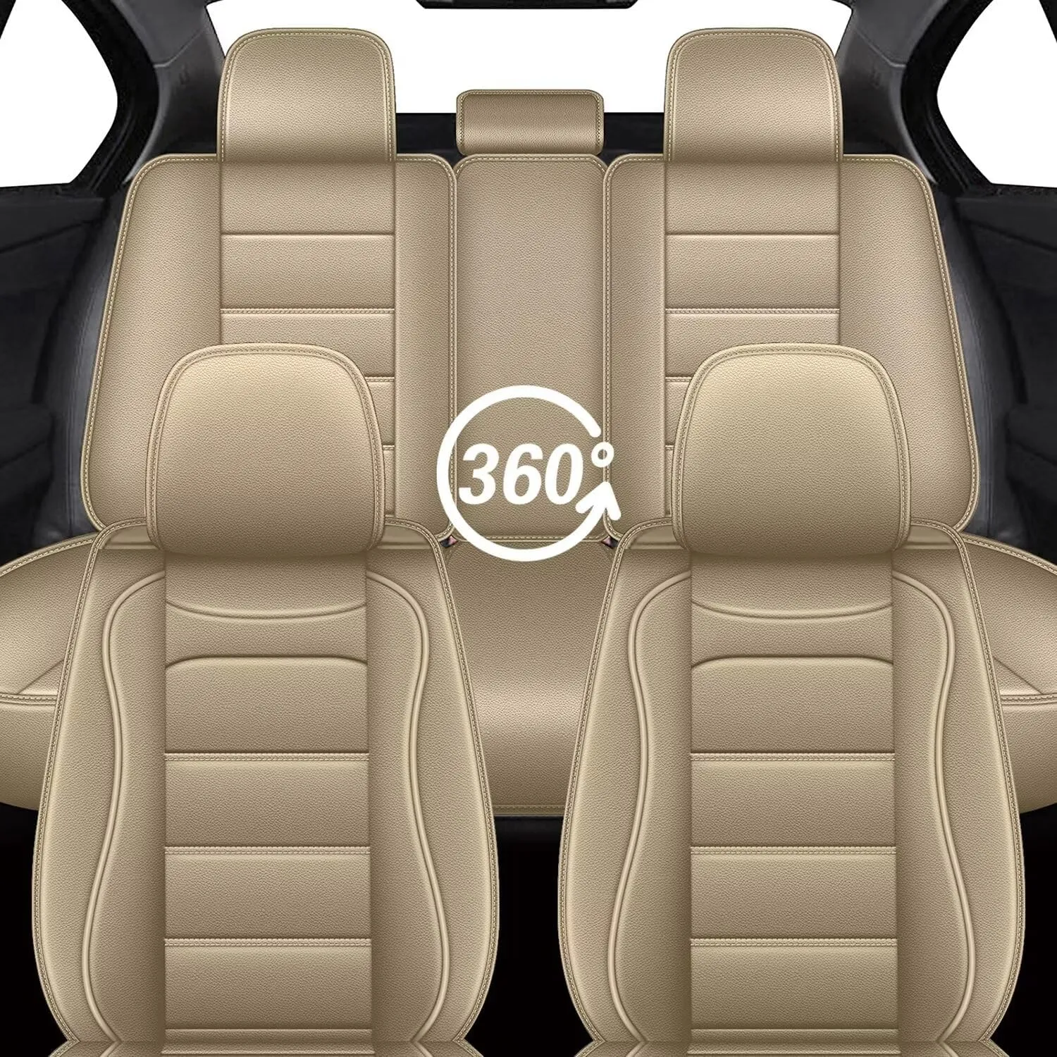 Car Seat Covers Fit for Lexus ES 350/300h 2007-2024 2025: Full Set Luxury Leather Automotive Seat Covers, Car Seat Protector(5 Seats, Beige)