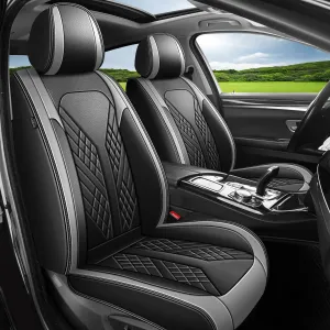 Car Seat Covers Full Set Fit for Hyundai Kona 2018-2025 Waterproof Faux Leather Car Seat Cushions Automotive 5 Seat Covers Set（Black&Grey）
