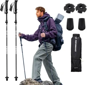 Carbon Fiber Trekking Pole Collapsible & Telescopic Hiking Pole Ultralight Trekking Pole with Quick Lock & Extended EVA Grips Compact Walking Pole for Hiking