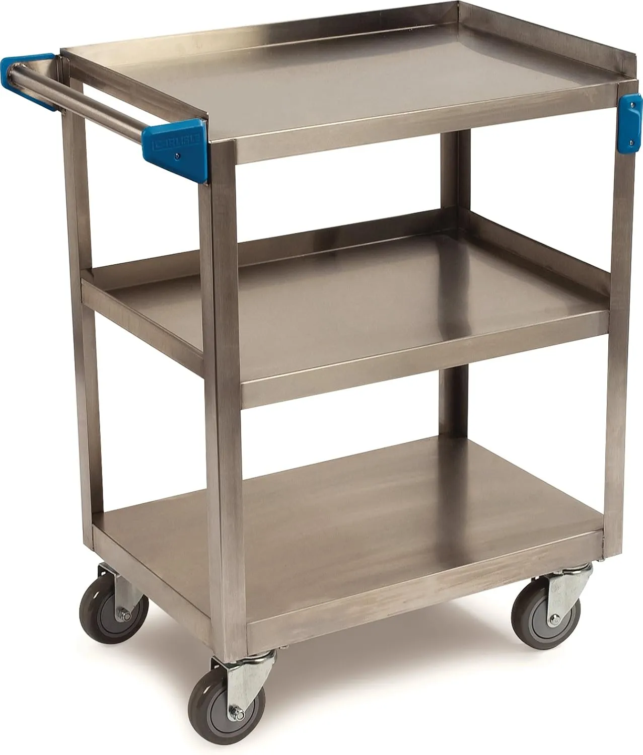 Carlisle FoodService Products Stainless Steel 3 Shelf Utility Cart, 15.5" x 24", Silver, 300 Pound Capacity