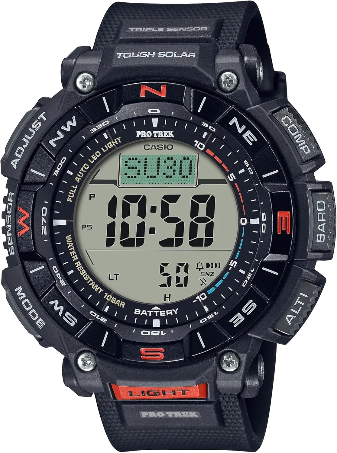 Casio PRG340 Series | Pro Trek | 100 Meter Water Resistance | Compass | Alt/Baro-Thermo | Tough Solar Power | 1-100 SEC Stopwatch | Countdown Timer | World Time