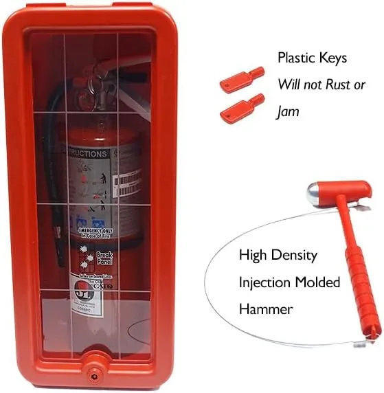 Cato 10551-H Red Plastic Chief Fire Extinguisher Cabinet for 2-1/2 or 5 lb. Extinguisher, with Hammer and Cylinder Lock