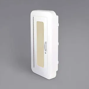 CATO 41001L White Polyethylene Classic 405-10 Plastic Semi-Recessed Fire Extinguisher Cabinet with Lock, 10 lb. Maximum Capacity