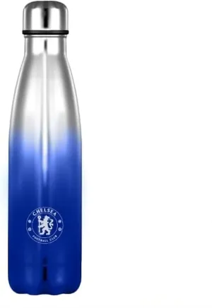 Chelsea FC Water Bottle Stainless Steel Metallic Flask Ombre Bottle Official Merchandise
