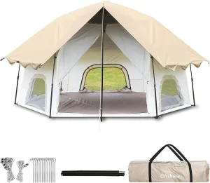 Chihee Camping Tents Pop-Up Stand-up Tent, Family Cabin Tent with Awning Porch 3-Person Outdoor Shelter with Screen Room Large Capacity, Waterproof and Windproof, Easy Setup,Traveling Hiking Picnic