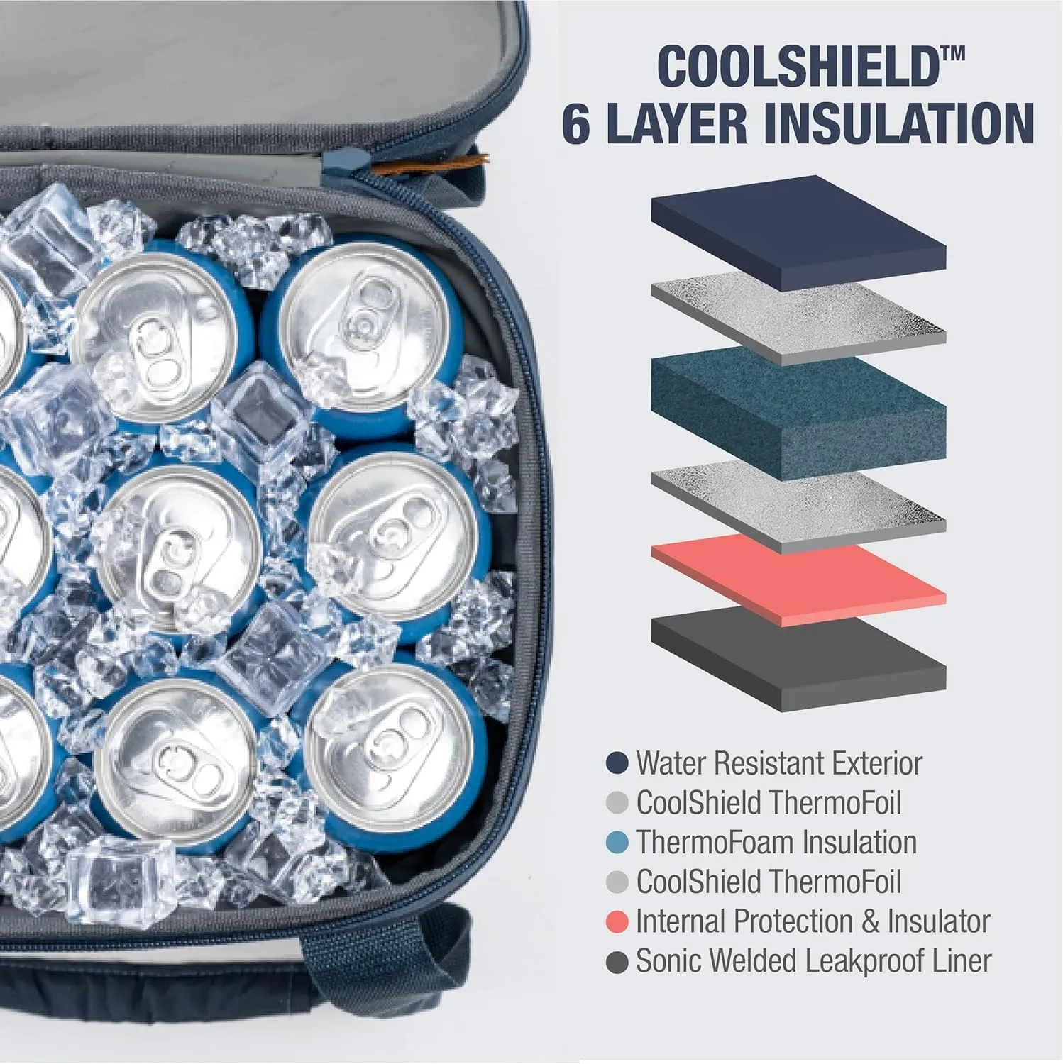 CleverMade Collapsible Cooler Bag, 50 Can Beach & Travel Car Cooler, Folding Soft Cooler, Shoulder Strap, Bottle Opener, Great Car Coolers for Travel, Leak Proof Cooler Bag [Cool Gray/Cognac]