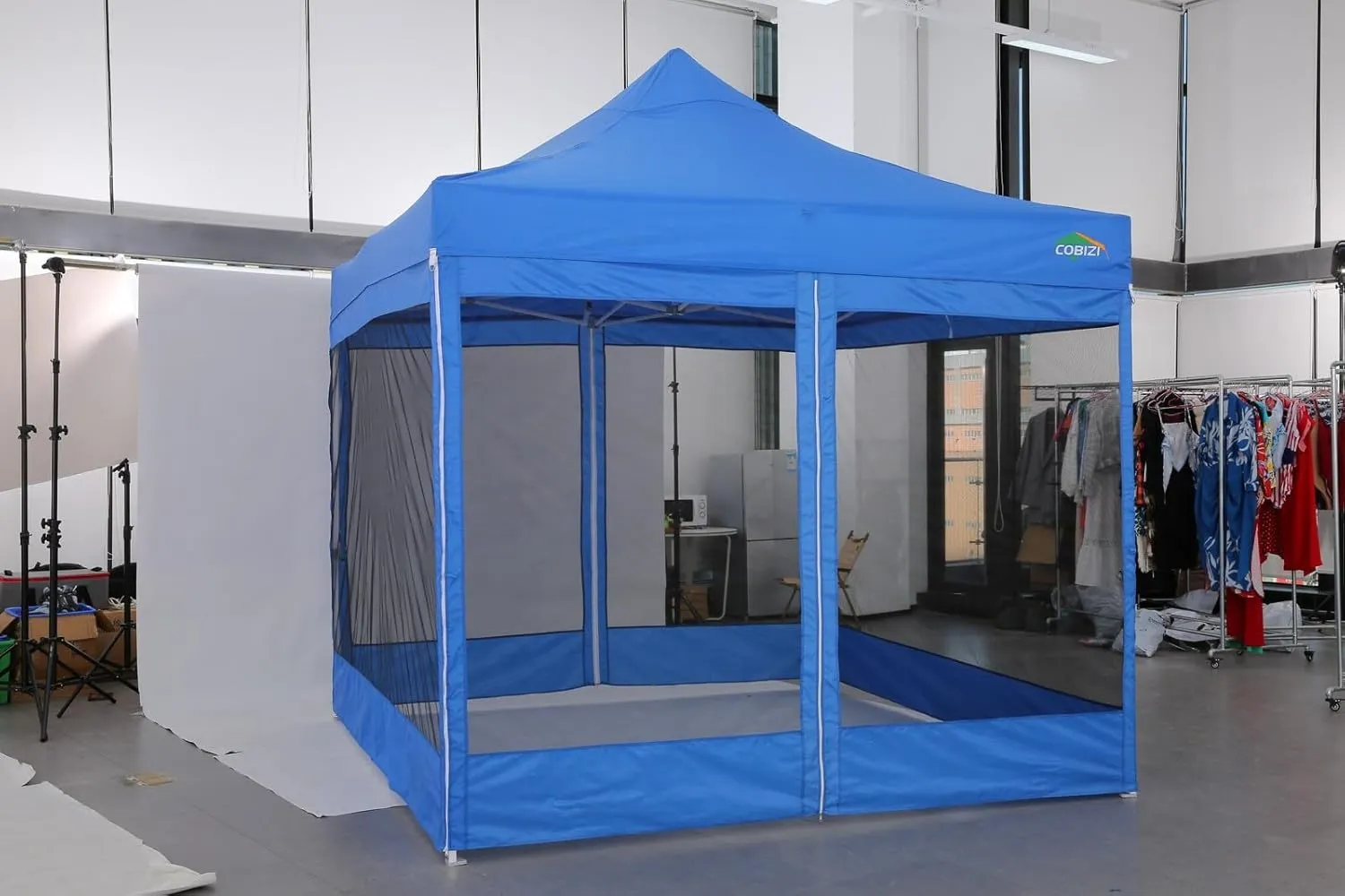 COBIZI 10x10 Canopy Tent, Heavy Duty Pop up Canopy with Sidewalls, Waterproof Easy Setup Canopy with Mosquito Netting, Outdoor Instant Screen Tents for Parties, Wedding, Backyard with Carry Bag, Blue