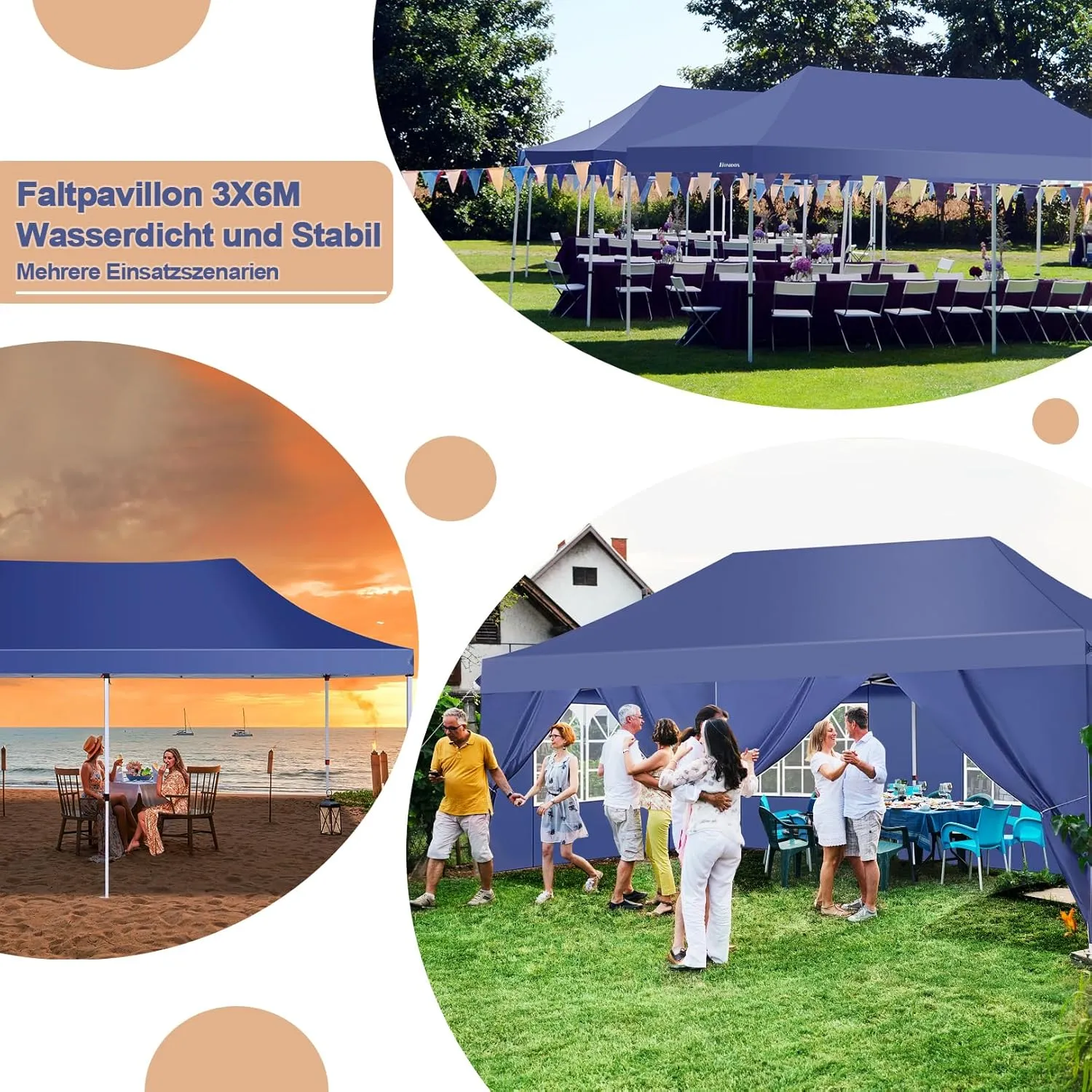 COBIZI 10x20 Pop Up Canopy with 6 Sidewalls, Conical Party Tent 10x20 with 3 Adjustable Height Waterproof, UV-Resistant with Carry Bag, Sandbag, Stake, Ropes for Parties, Commercial (Frame Upgraded)