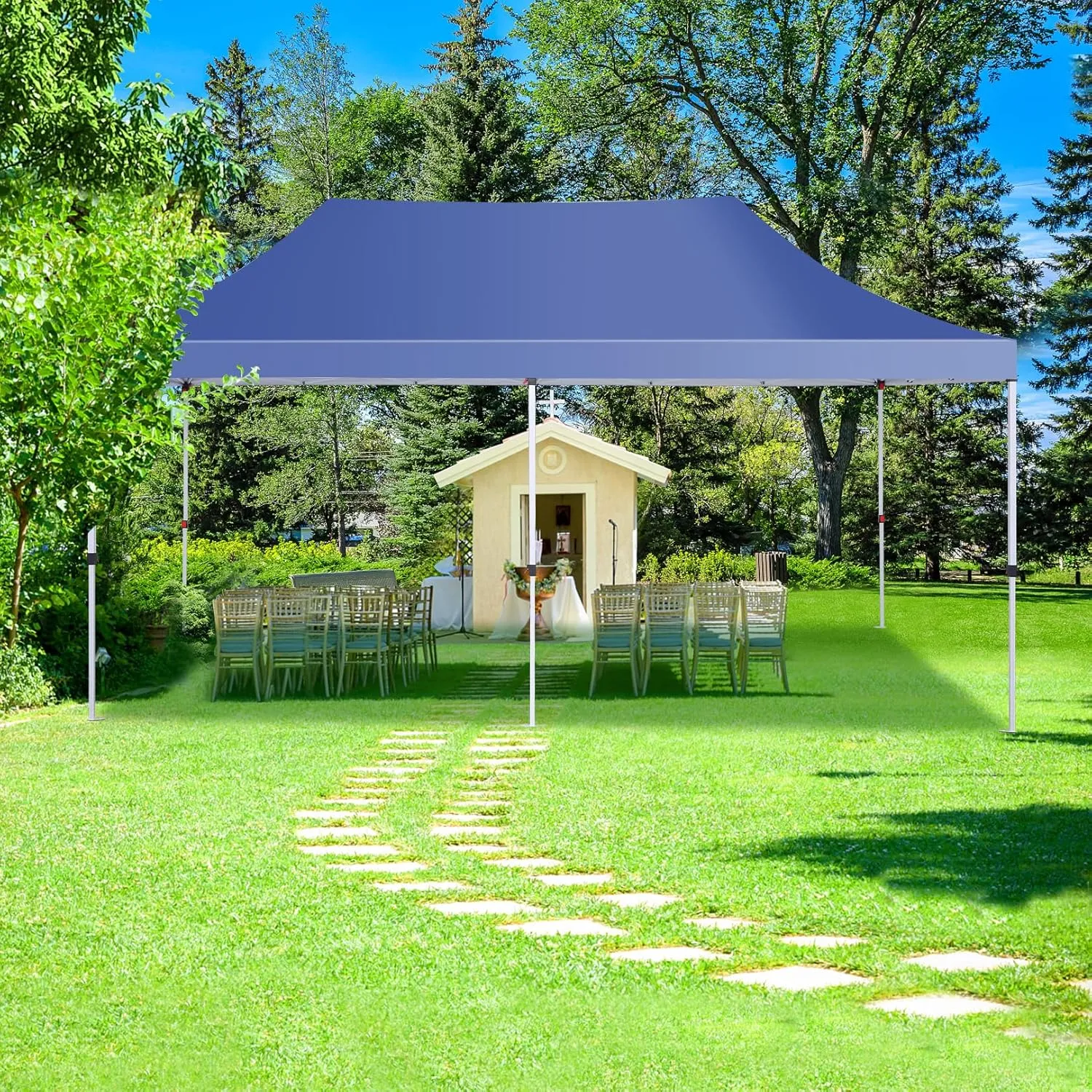COBIZI 10x20 Pop Up Canopy with 6 Sidewalls, Conical Party Tent 10x20 with 3 Adjustable Height Waterproof, UV-Resistant with Carry Bag, Sandbag, Stake, Ropes for Parties, Commercial (Frame Upgraded)
