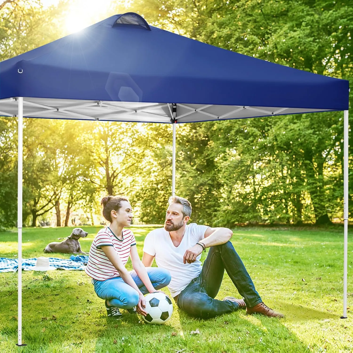 COBIZI Canopy Tent 10x10 Pop Up Outdoor Canopies with 4 Sidewalls Waterproof Commercial Instant Gazebo Tents for Party Patio Backyard with 4 Sandbags, 4 Stakes & 8 Ropes, Dark Blue