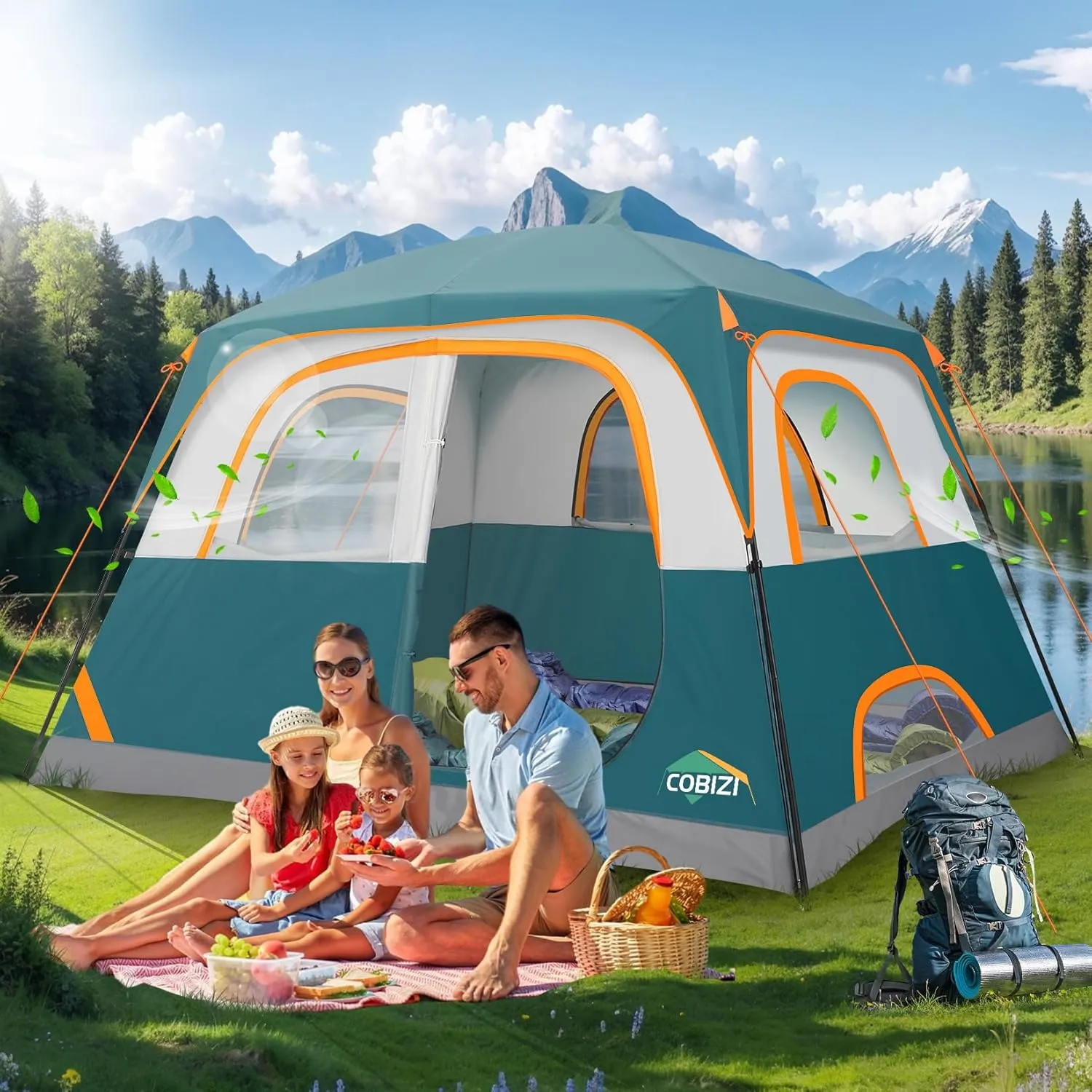 COBIZI Tents for Camping 4/6 Person Camping Tent with Rainfly and Screen, Easy Setup Lightweight Portable Waterproof Outdoor Tent with Carry Bag for Backpacking, Hiking, Family Travel