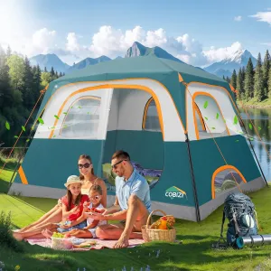 COBIZI Tents for Camping 4/6 Person Camping Tent with Rainfly and Screen, Easy Setup Lightweight Portable Waterproof Outdoor Tent with Carry Bag for Backpacking, Hiking, Family Travel