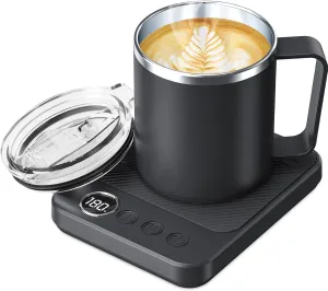 Coffee Mug Warmer & Mug Set for Desk, Electric 36W Coffee Cup Warmer with Auto Shut Off/Timer, Smart Coffee Mug Heater with 16oz Cup for Home/Office, Heated Coffee Cup Gifts for Coffee Lovers,Black