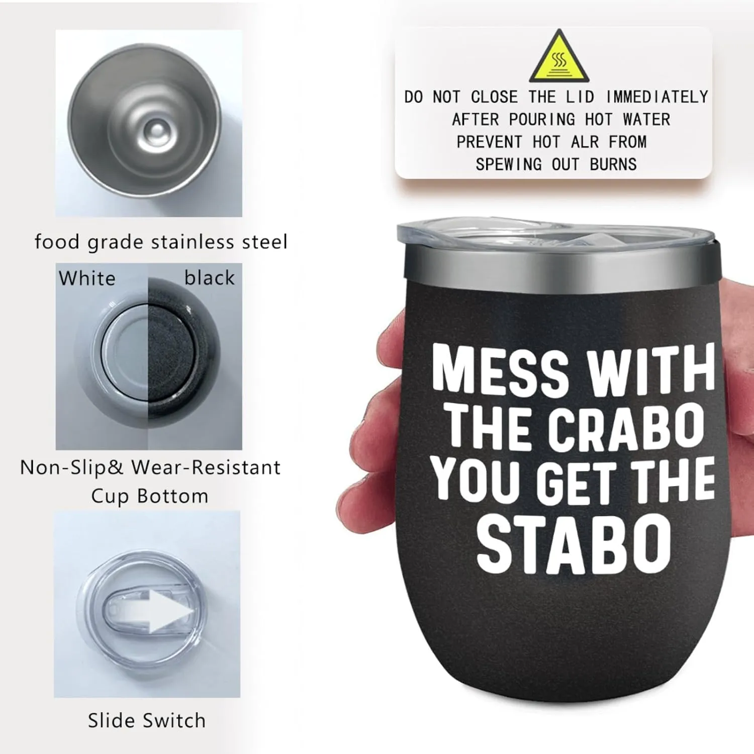 Coffee Tumbler Mess With The Crabo You Get The Stabo Tumbler Insulated Tumbler with Lids and Straws for Uncle for Outdoor