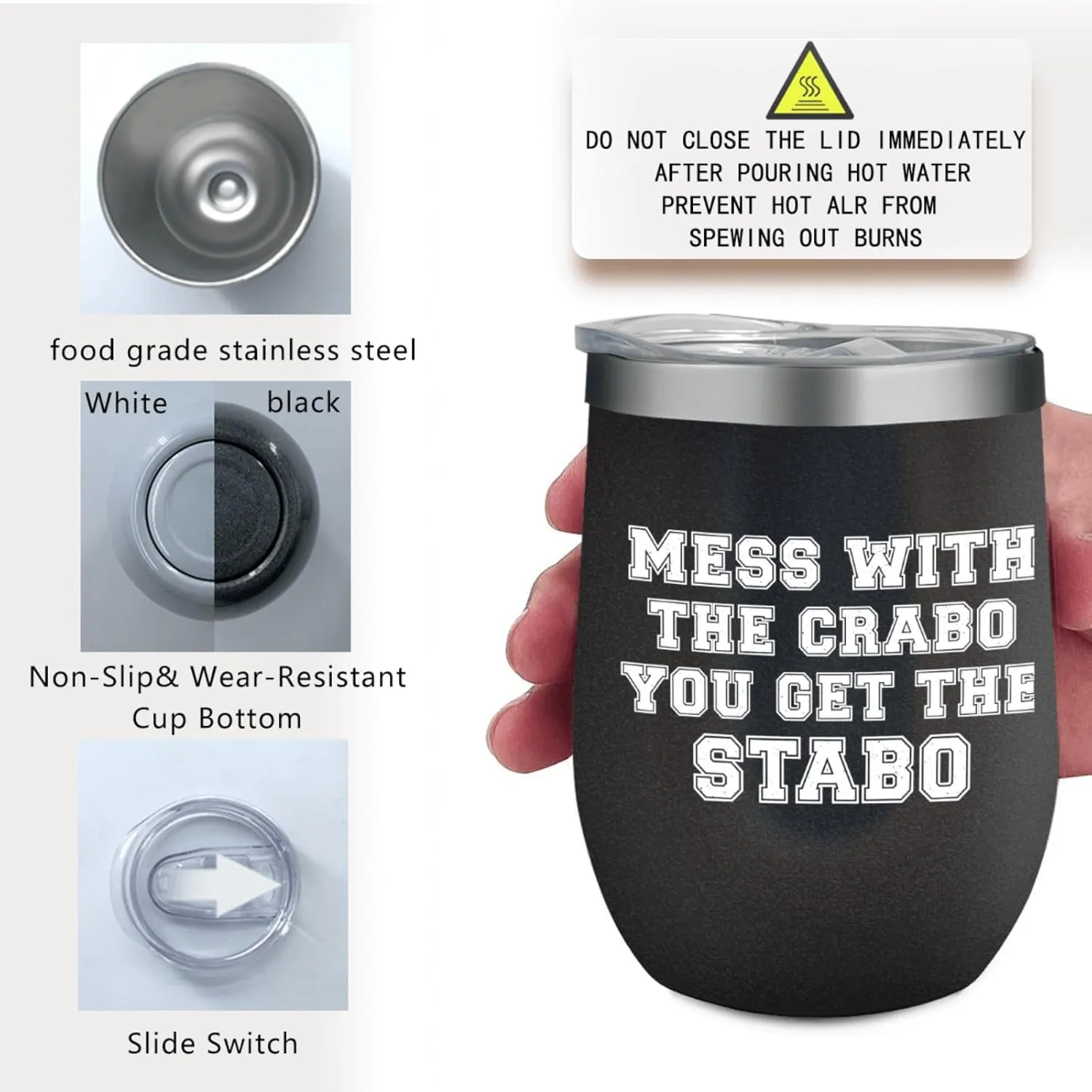 Coffee Tumbler Personalized Tumbler Mess With The Crabo You Get The Stabo Tumbler Insulated for Hot and Cold Stainless Tumbler with Lids and Straws Birthday Gift for Teacher for Office