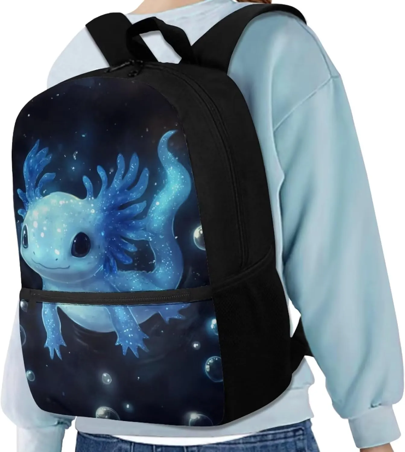 Coldinair Axolotl School Backpack for Boys Kids Children Schoolbag Travel Bookbag 17inch Lightweight Daypack Rucksack for Kindergarten Elementary School Student