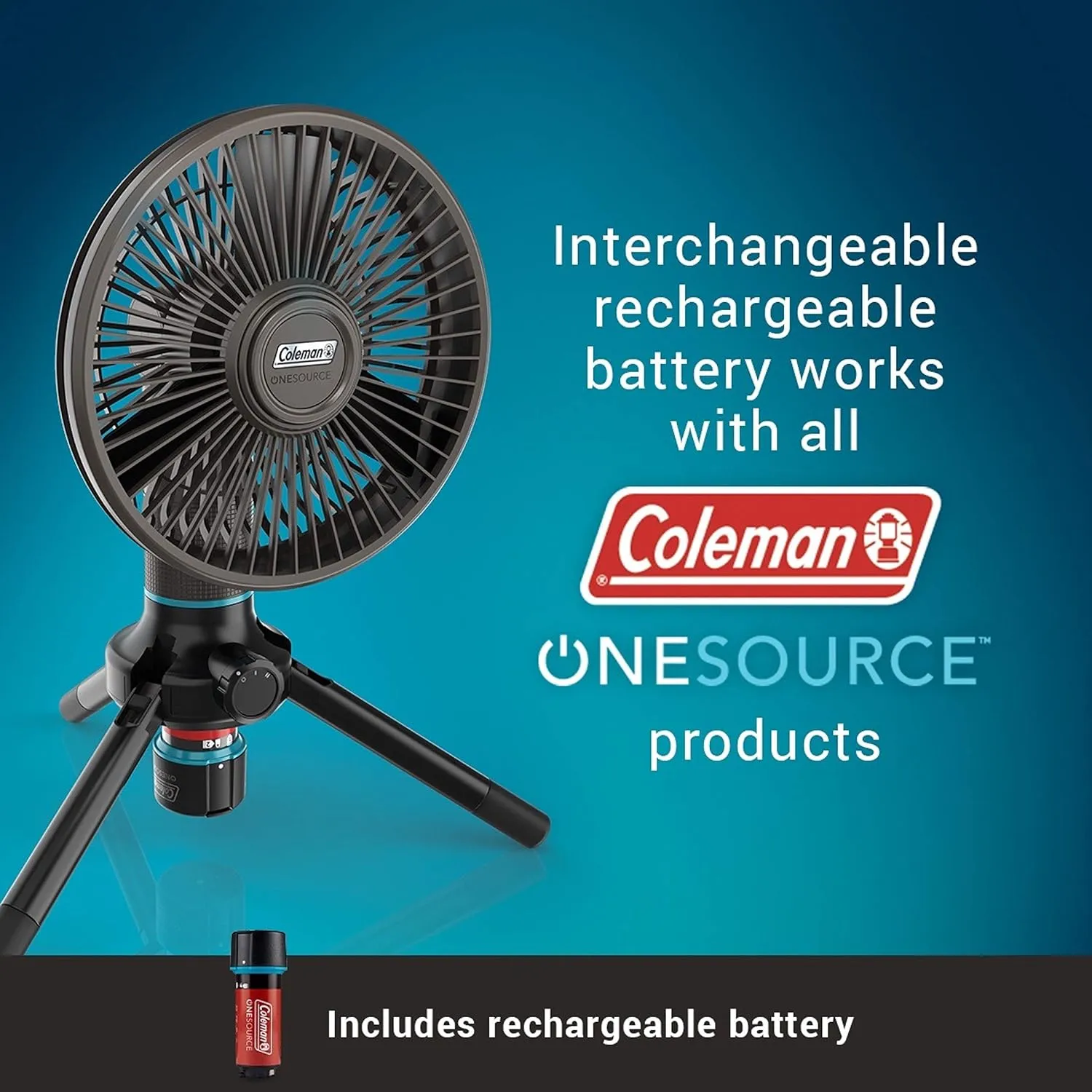 Coleman OneSource Rechargeable Outdoor Camping Gear: Camp Shower, Cordless Vacuum, Fan, Speaker, & Air Pump Options with Included Rechargeable Battery