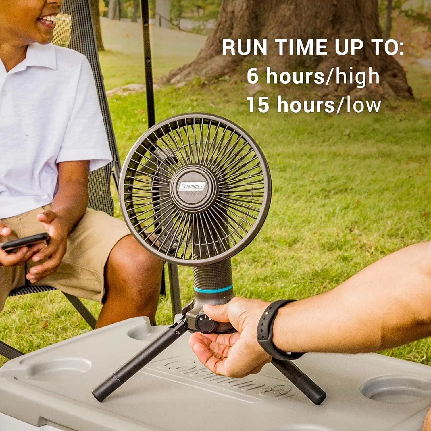 Coleman OneSource Rechargeable Outdoor Camping Gear: Camp Shower, Cordless Vacuum, Fan, Speaker, & Air Pump Options with Included Rechargeable Battery