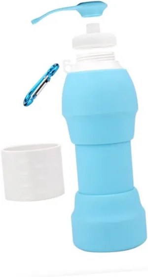 Collapsable Water Bottle 20oz Silicone Leakproof Foldable Sports Travel Mug Expandable Outdoor