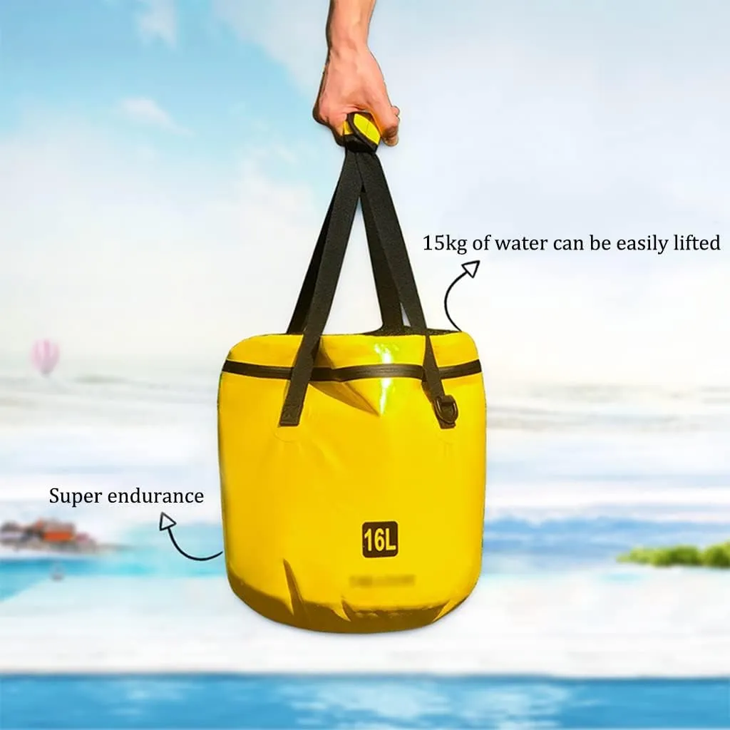 Collapsible Bucket with Lid,16L Collapsible Bucket Bag with Handle, Folding Water Bucket, Portable Water Container Pail for Camping, Fishing, Gardening, Outdoor (Color : Green B)