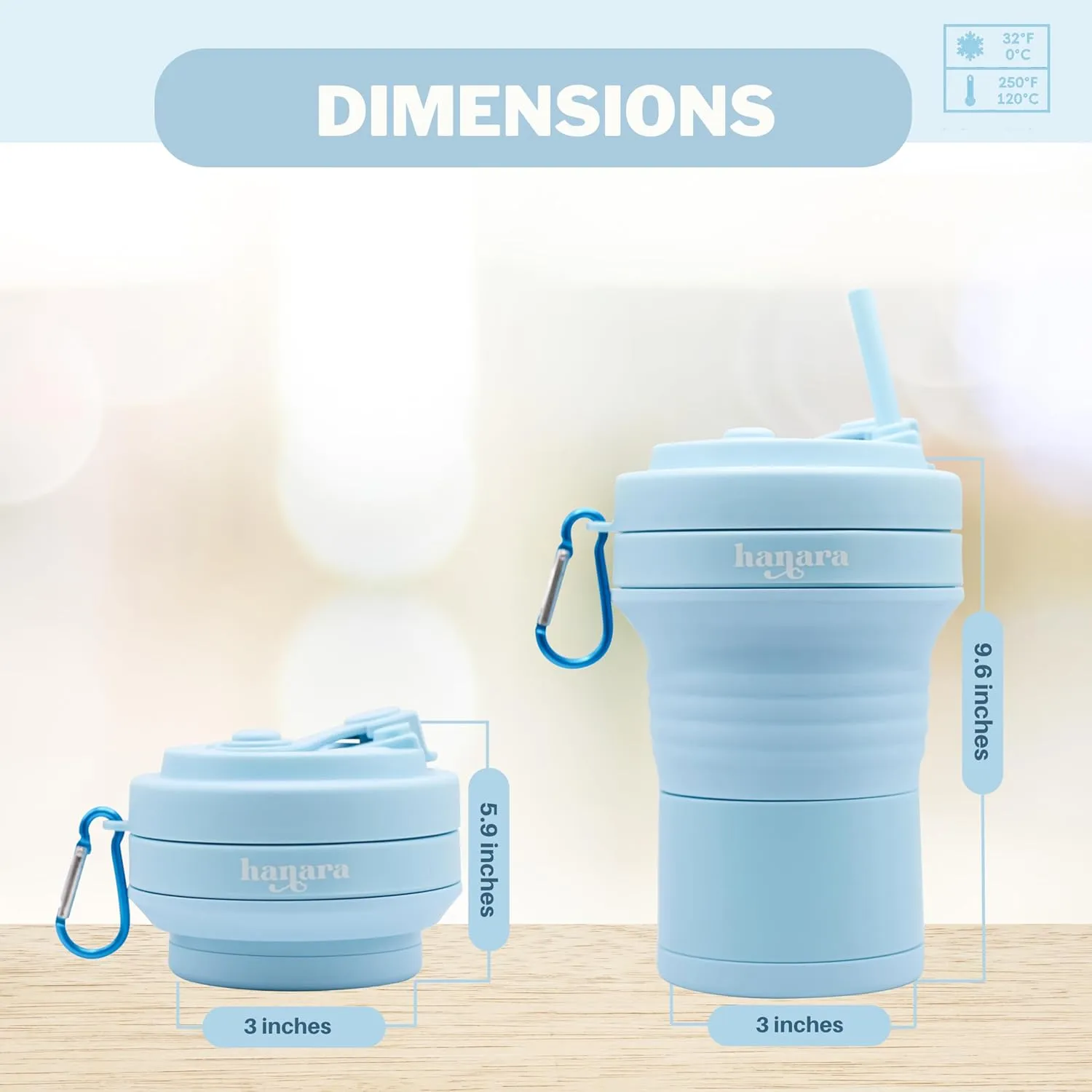 Collapsible Cup with Reusable Straw – 18 Oz (550 Ml), Portable Travel Mug, BPA-Free, Leak-Proof, Microwave & Dishwasher Safe, Multi-Purpose for Hot & Cold Drinks – Sky Blue
