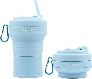 Collapsible Cup with Reusable Straw – 18 Oz (550 Ml), Portable Travel Mug, BPA-Free, Leak-Proof, Microwave & Dishwasher Safe, Multi-Purpose for Hot & Cold Drinks – Sky Blue