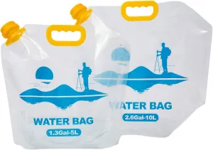 Collapsible Emergency Water Container Bag,WaterStorageCube,Flat Folding,BPA Free Food Grade,Clear Plastic Storage Jug for Camping Hiking Backpack,No-Leak Freezable,Water Bottle 1.3 Gallon/8pcs