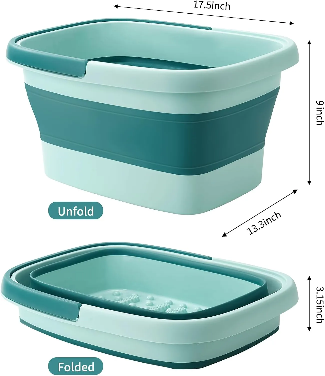 Collapsible Foot Bath Basin with Massage Acupoint for Soothing Foot Soaks, Soaking Tub for Pedicure Spa, Multifunction Plastic Bucket with Handle, Home Spa Treatment – Pink