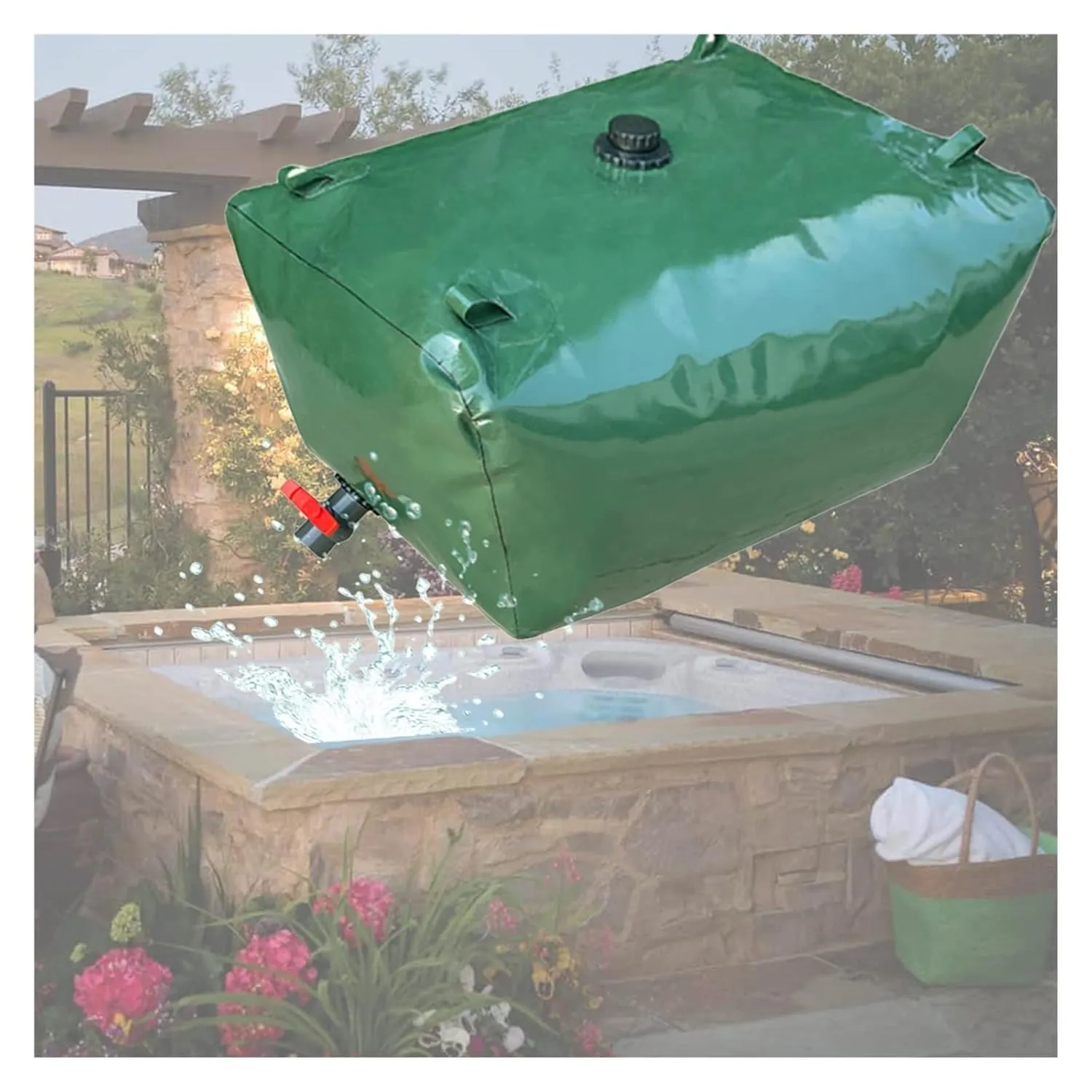 Collapsible Portable Water Tank - 400L/4000L Heavy-Duty PVC Bladder for Emergency Water Storage(5000 L/1320 Gallon/2.5x2x1 m)