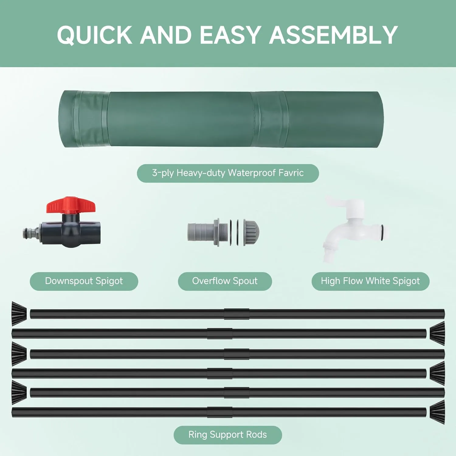 Collapsible Rain Barrel Water Storage Containers-53 Gallon Portable Rainwater Collect System Water Tank to Collect Rainwater from Gutter Downspout Water Catcher with Spigots,Filter＆Overflow Kit