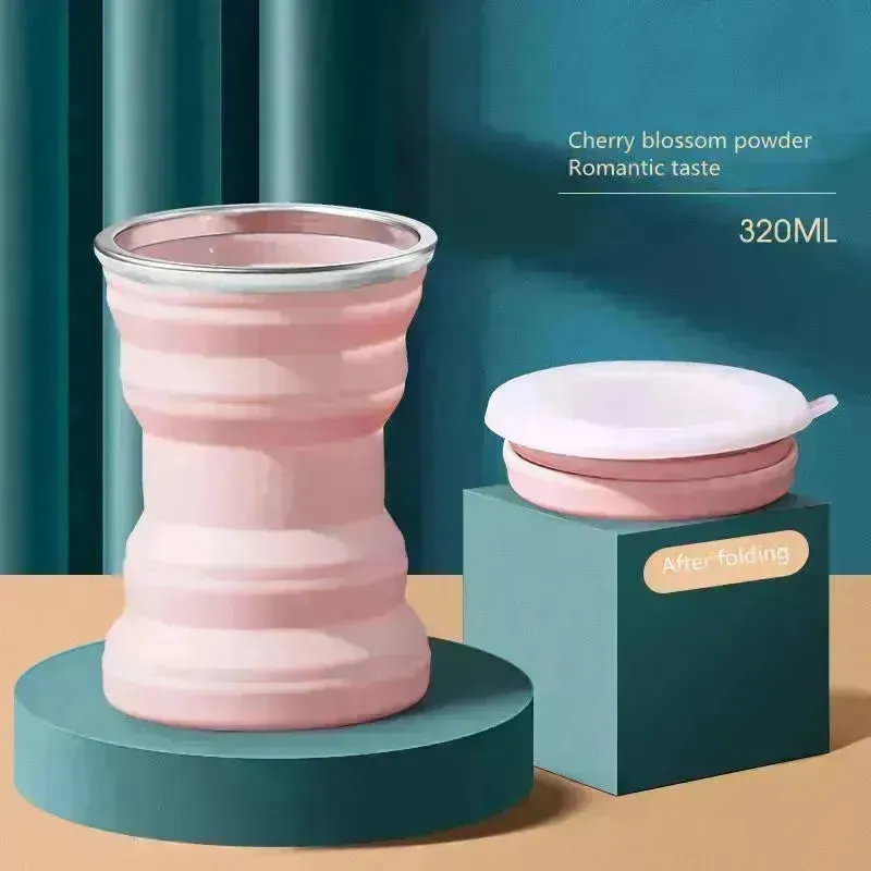 Collapsible Silicone Water Cup with Lid (320 ml)