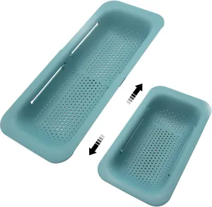 Collapsible Sink Colanders and Strainers Basket Over the Sink Colander Collapsible Colander Extendable Plastic Fruit Vegetable Strainer Drainer Basket for Kitchen(Green )