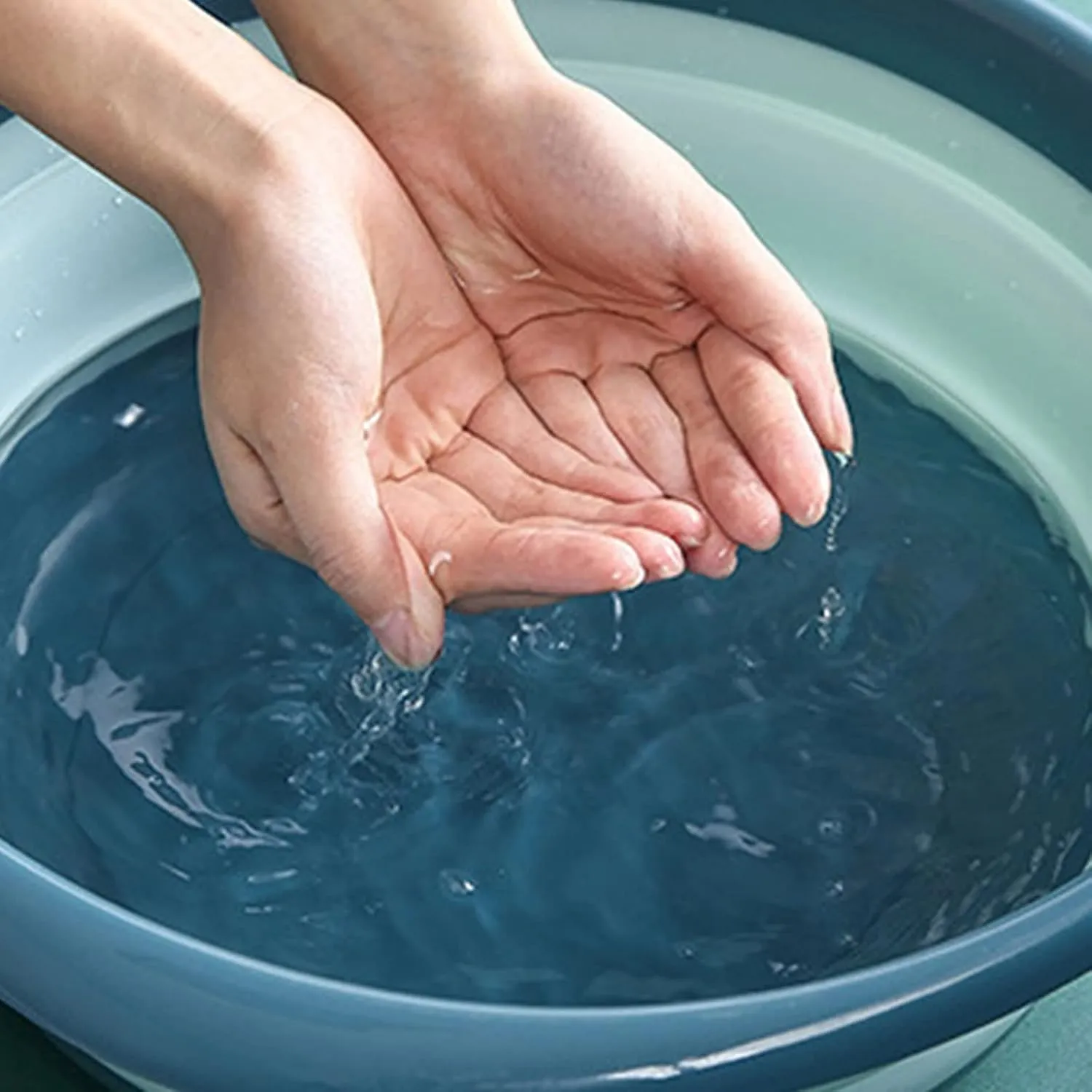 Collapsible wash Basin Creative Portable Folding Basin Outdoor Travel Water Basin Washing face Laundry Vegetable Washing Basin Supplies Accessories(Blue,US-Size L)