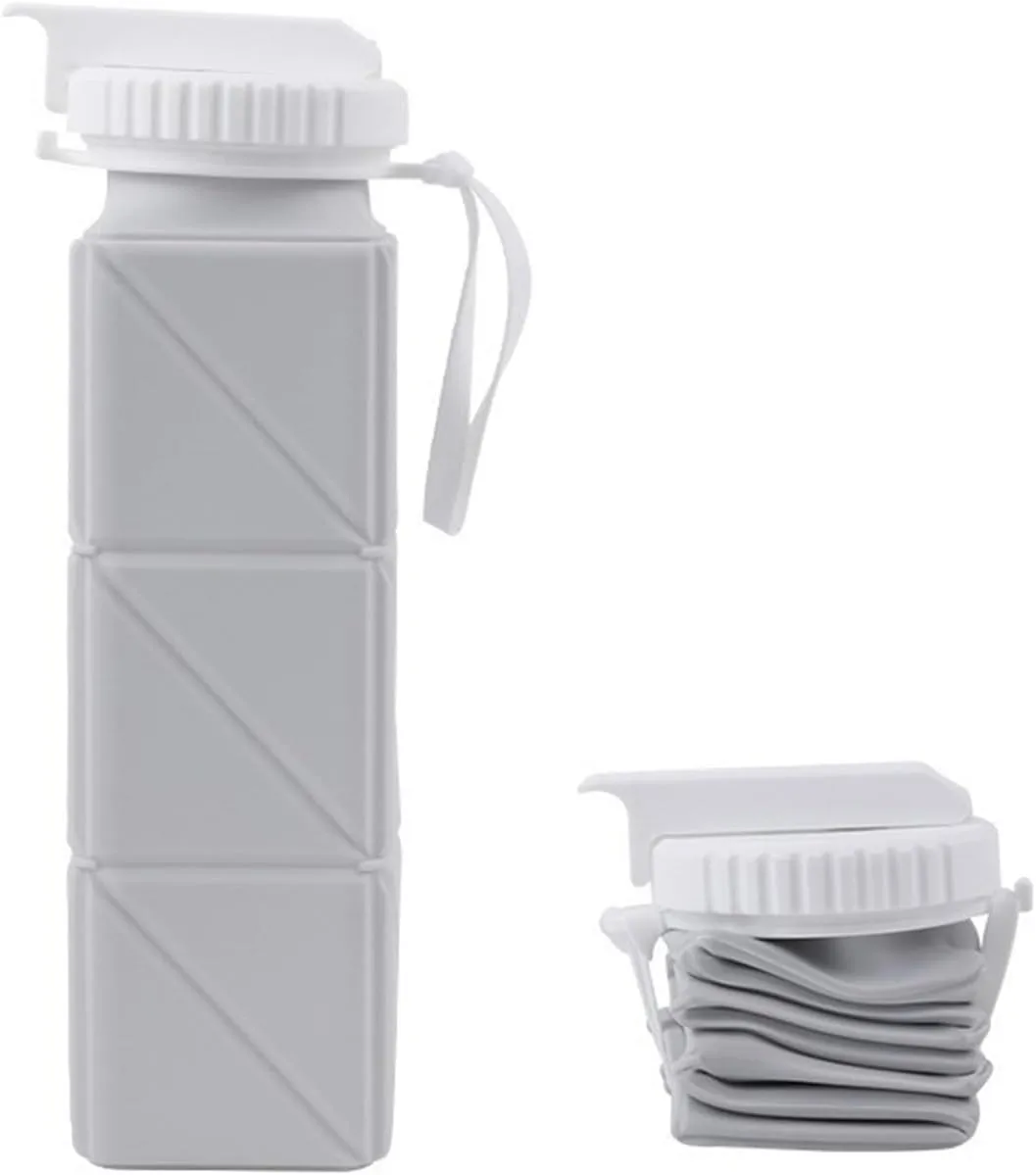 Collapsible Water Bottle 24oz (720ml) - Leakproof, BPA-Free, Portable & Reusable Travel Water Bottle for Hiking, Gym, Camping, Cycling (2nd Gen Upgraded Design) (grey)