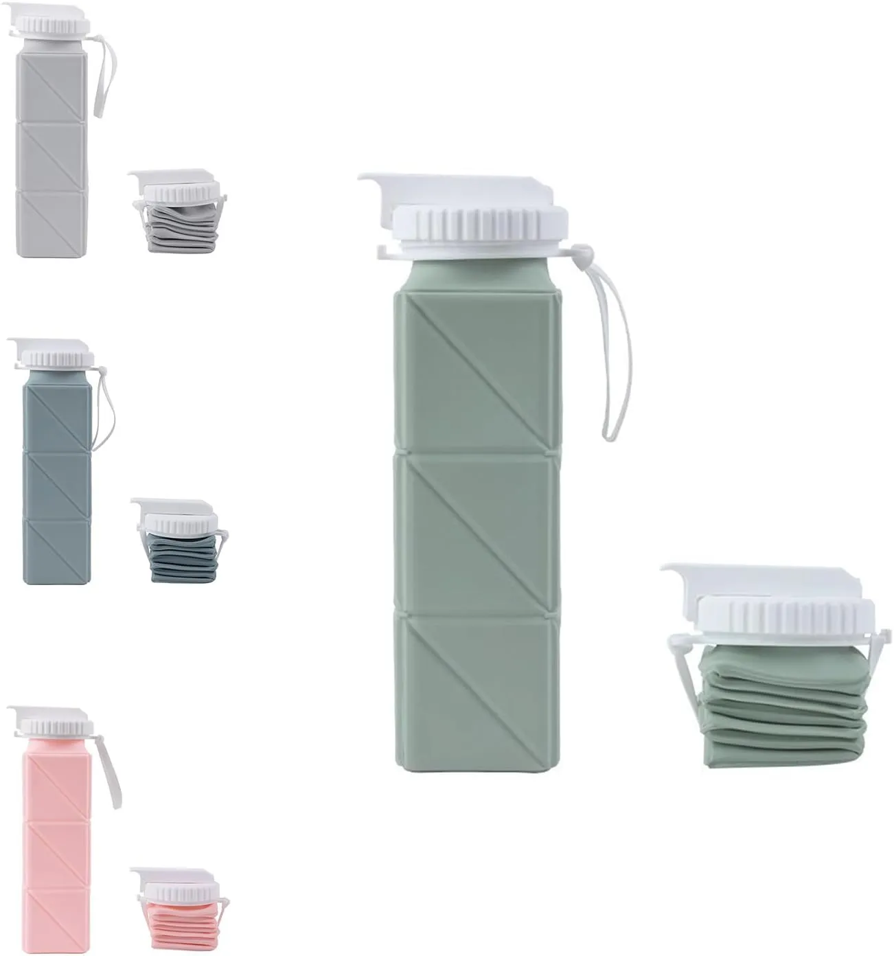 Collapsible Water Bottle 24oz (720ml) - Leakproof, BPA-Free, Portable & Reusable Travel Water Bottle for Hiking, Gym, Camping, Cycling (2nd Gen Upgraded Design) (grey)