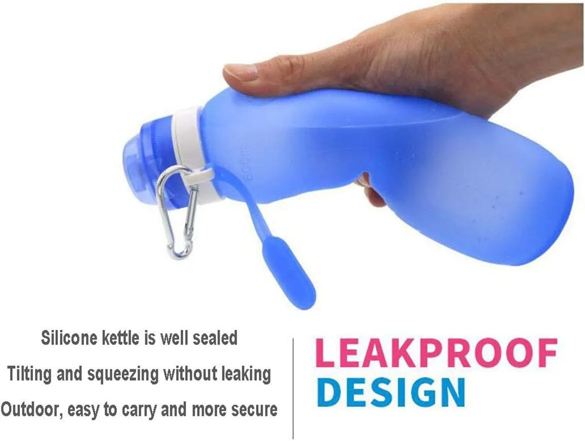 Collapsible Water Bottle Silicone Foldable 13.5 oz, Roll Up to Save Space, Leakproof & Ultralight, Water Bottle for Sports & Outdoor