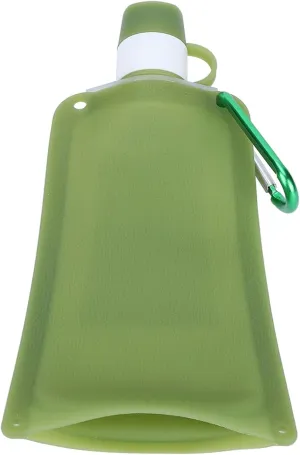 Collapsible Water Bottles, 500ml Portable Foldable Water Bottles Collapsible Silicone Water Pouch for Outdoor Travel Camping Cycling (Green)