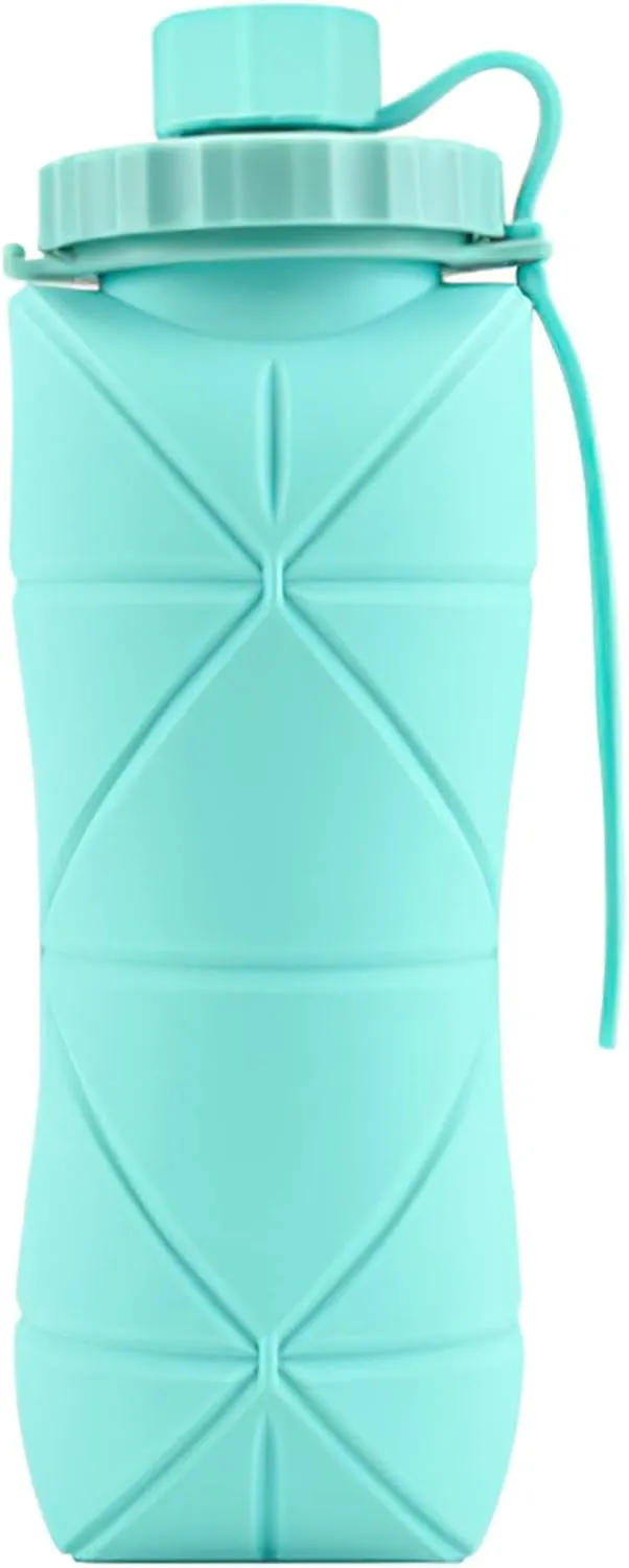 Collapsible Water Bottles, Silicone Foldable Portable Water Bottle 610ml, Lightweight Reusable Leakproof for Travel Camping Hiking Cycling Yoga Sports Outdoor (blue)