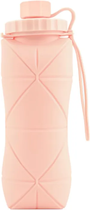 Collapsible Water Bottles, Silicone Foldable Portable Water Bottle 610ml, Lightweight Reusable Leakproof for Travel Camping Hiking Cycling Yoga Sports Outdoor (pink)