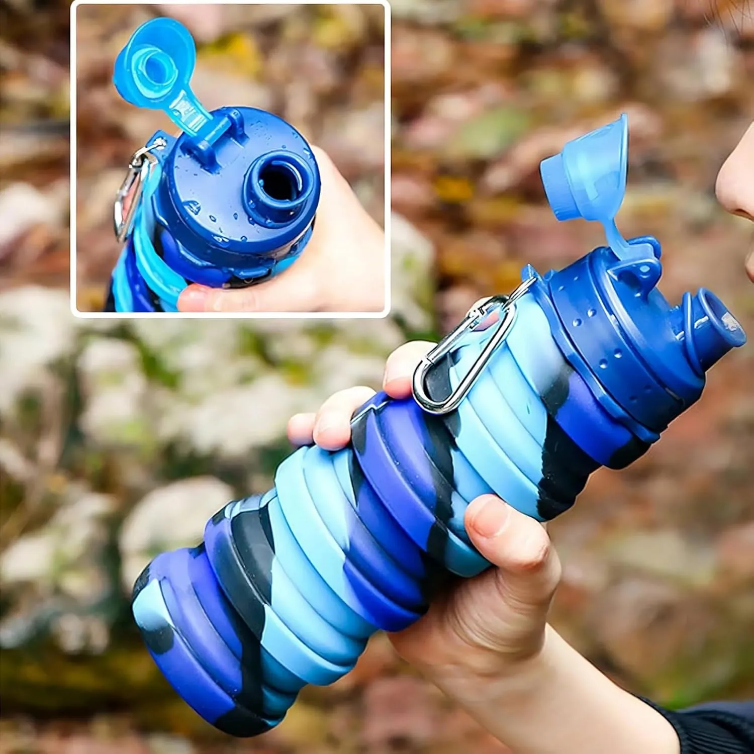 Collapsible Water Bottles Travel Water Bottle Sports Portable Sport Water Bottle Reusable Water Bottles Comes with Mountaineering Buckle(Pink)