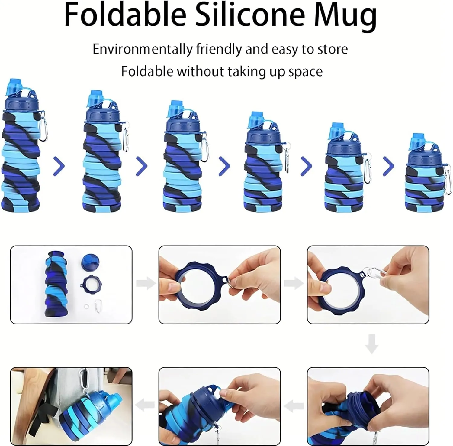 Collapsible Water Bottles Travel Water Bottle Sports Portable Sport Water Bottle Reusable Water Bottles Comes with Mountaineering Buckle(Pink)