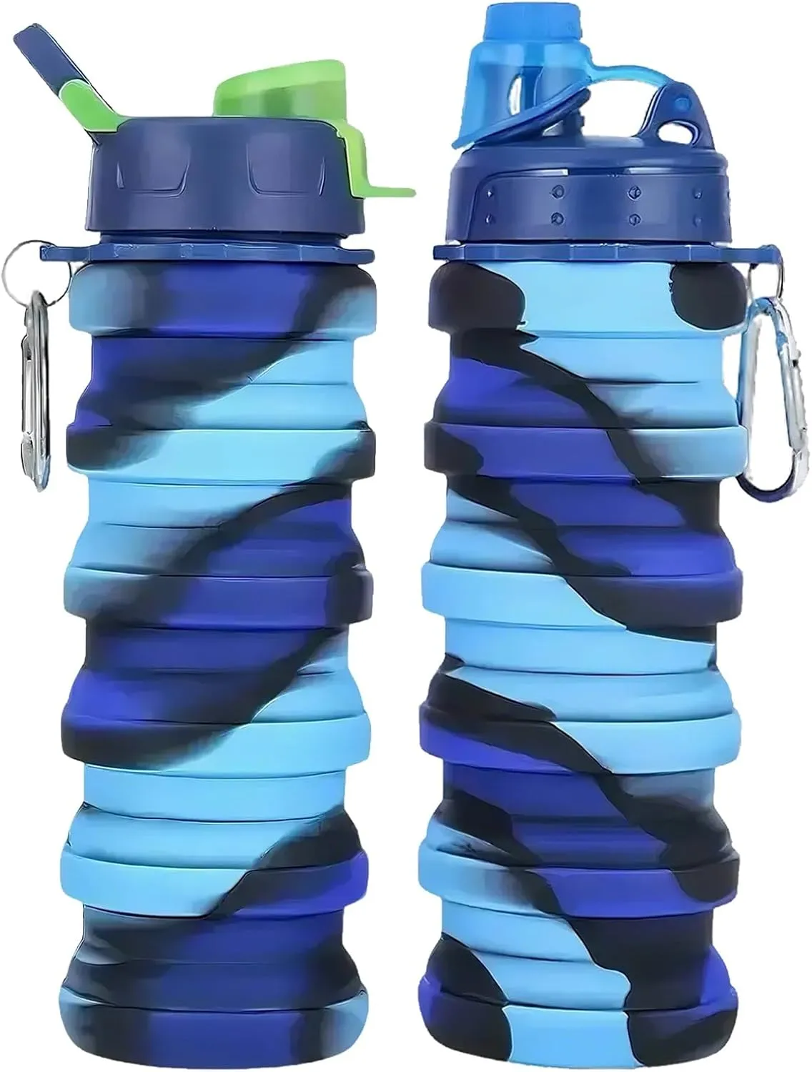 Collapsible Water Bottles Travel Water Bottle Sports Portable Sport Water Bottle Reusable Water Bottles Comes with Mountaineering Buckle(Pink)