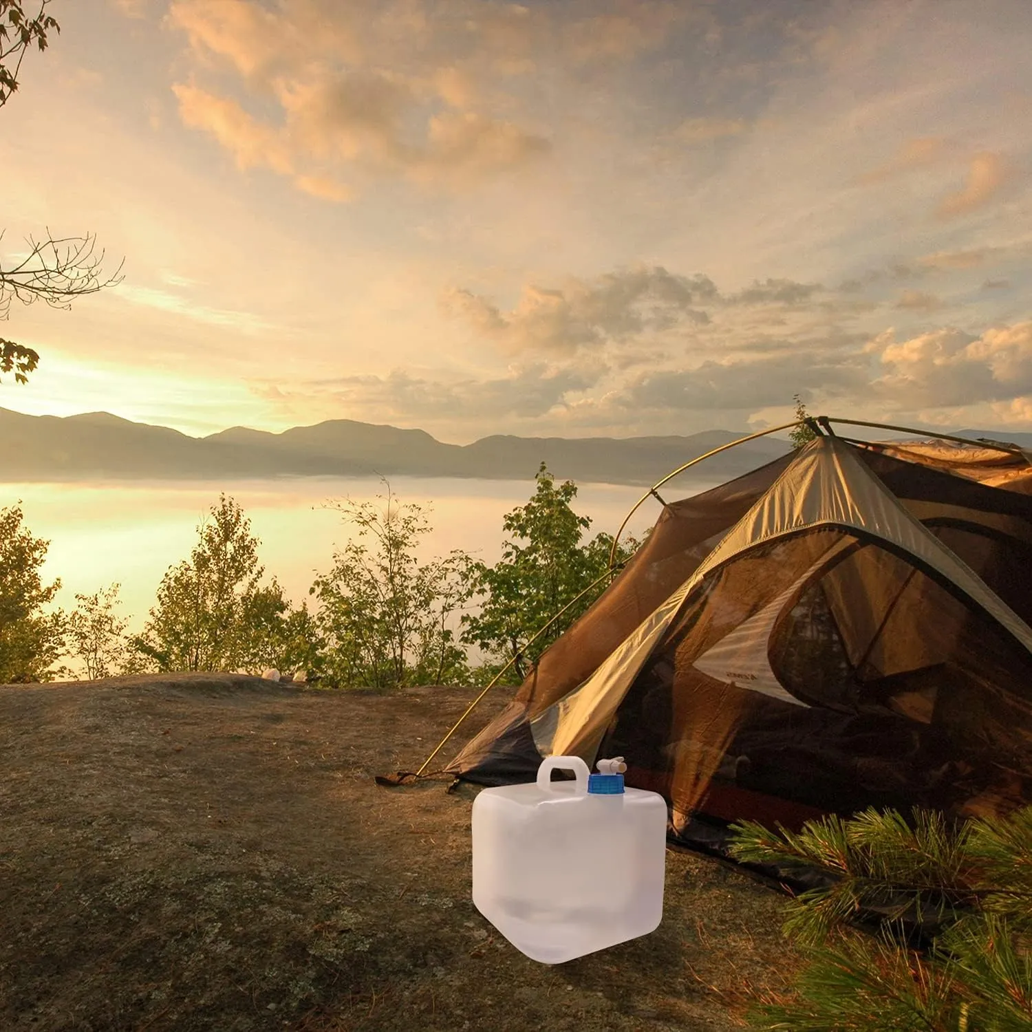 Collapsible Water Container with Spigot, Camping Water Storage Carrier Jug BPA-Free for Outdoors Hiking Backpack & Survival Kit, Foldable Portable Canteen 1.3/2.6/3.9/5.3 Gallon (2.6 Gallon, 2-pack)