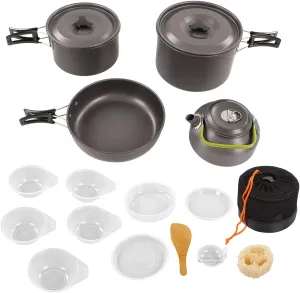 Compact and Outdoor Cook Set,Camping Cookware Kit,Camping Pot Set,Outdoor Cook Set,Cookware Mess Kit - Ideal for Backpacking and Family Camping Trips