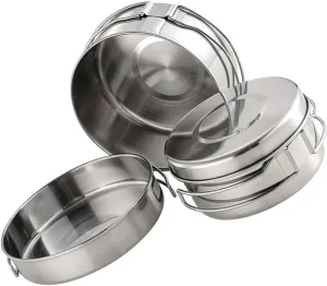 Compact Stainless Steel Cookware Kit 4-Piece Set for Camping Hiking Outdoor Cooking