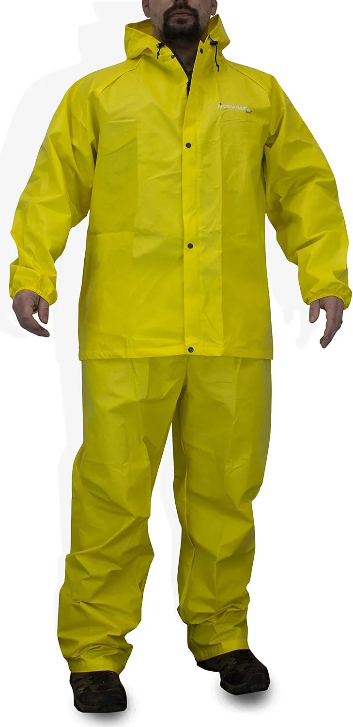 Compass 360 Sport-Lite Adjustable Hood Lightweight Waterproof Rain Suit with Storage Bag for Men