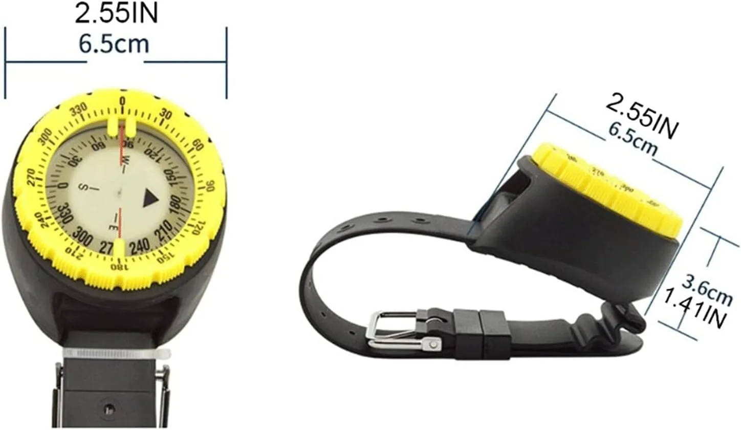 Compass Compass Hiking Survival Underwater 50m Diving Compass Professional Waterproof Navigator Digital Scuba(Yellow)
