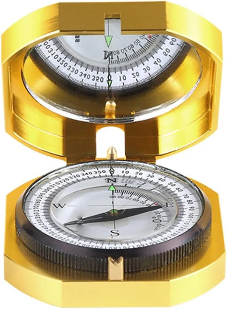 Compass Hiking, Multifuction Navigation Metal Gold Compass Handheld Lightweight Camping Geological Pocket Compass