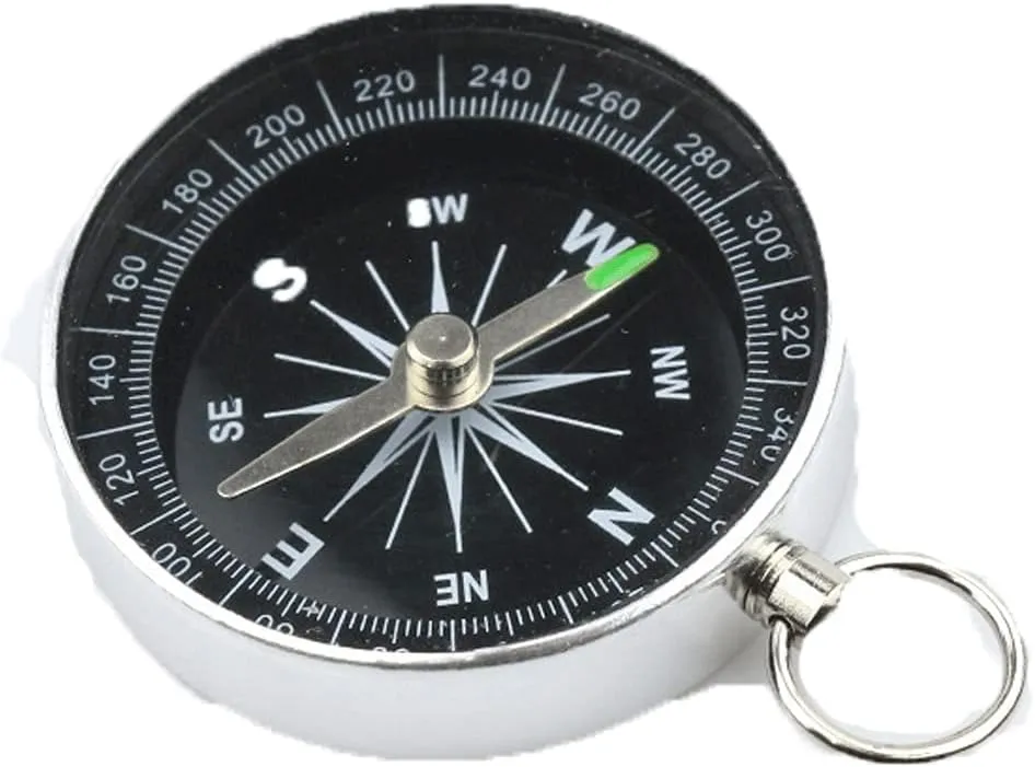 Compass Hiking, Portable Aluminum Lightweight Emergency Compass Outdoor Compass Tool Navigation Wild Tool Black Compass