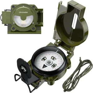 Compass Hiking with Clinometer, Strong Magnetic Intensity 3000 Gauss Professional Military Compass Waterproof Lensatic with Carry Bag, for Navigation Hiking Camping Hunting